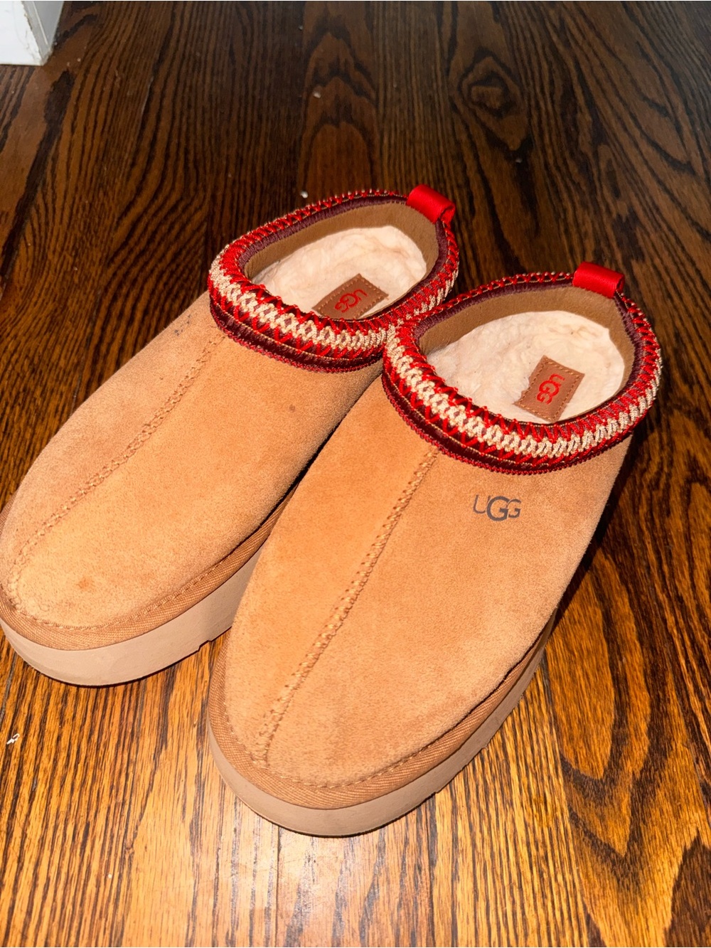 UGG Women's Tan Suede Platform Slippers Tazz II
